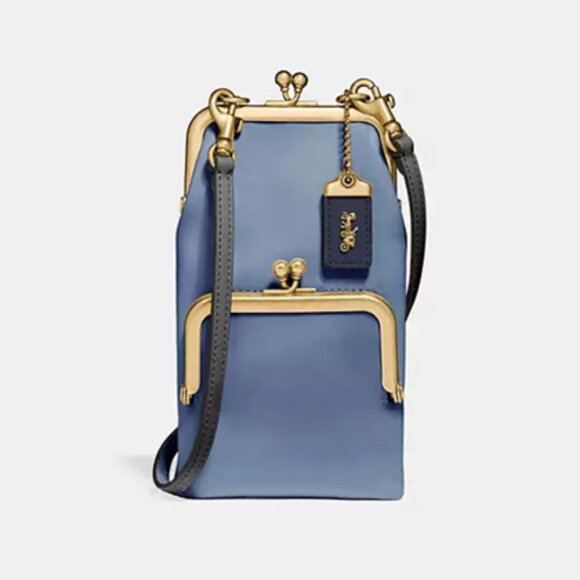 ISO In Search Of Coach Double Frame Crossbody 12 in Slate Blue - Picture 1 of 1
